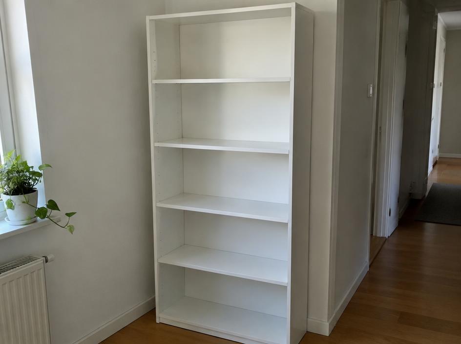 Tall white bookcase